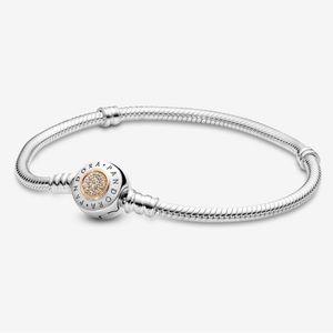 Pandora Moments Logo Clasp Snake Chain Bracelet Jewelry EUC